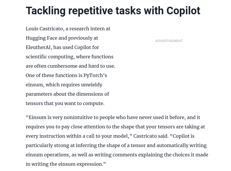  Louis Castricato uses Copilot to improve his ability to write Einsum expressions 